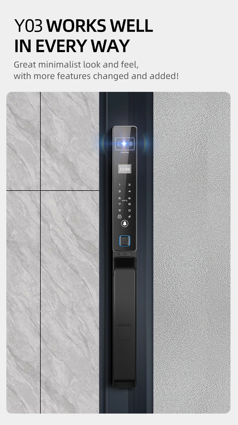 Face Recognition Fingerprint Hold Hands Lock Narrow Bezel Cell Phone Tuya Aluminum Door Code Lock Automatic Smart Door Lock
