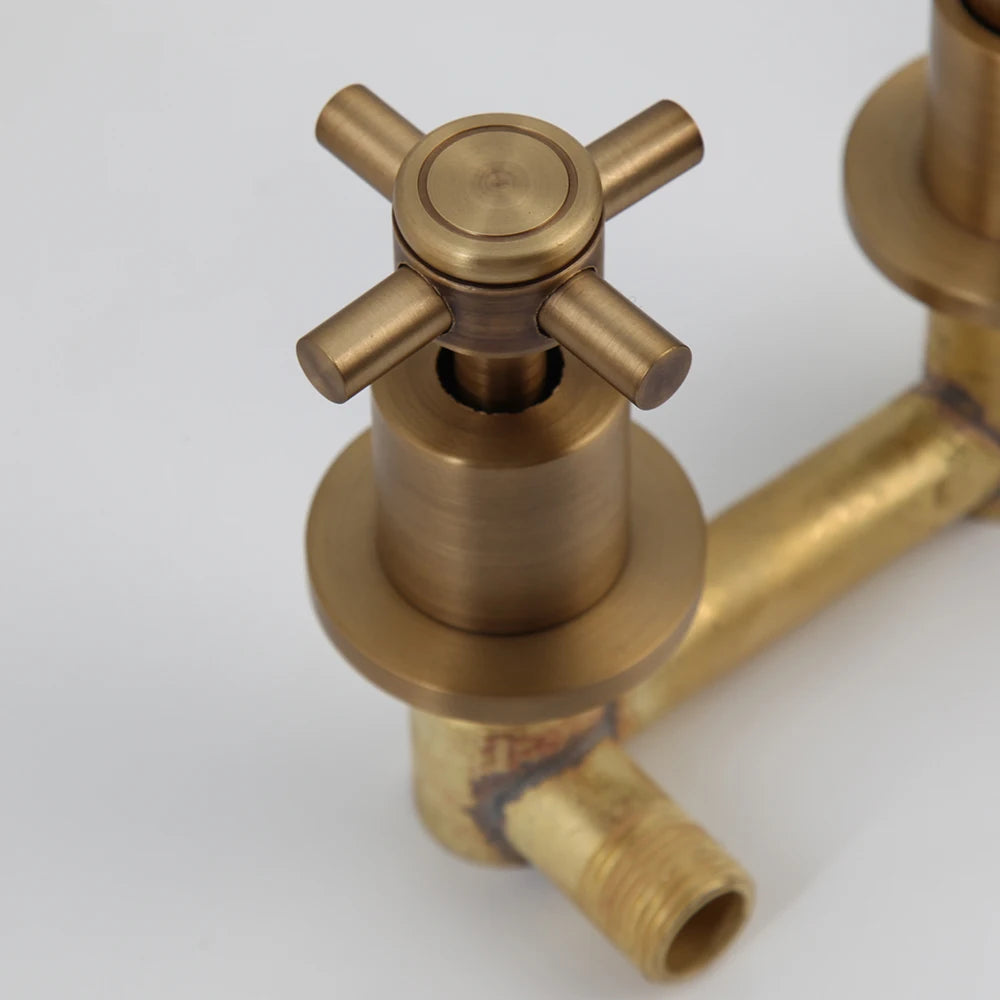 KEMAIDI Antique Brass/Black Bathtub Basin Shower Mixer Tap  Bathroom Sink Mixer Tap Faucet 3 Pcs Shower Faucet Dual Handle Mixer