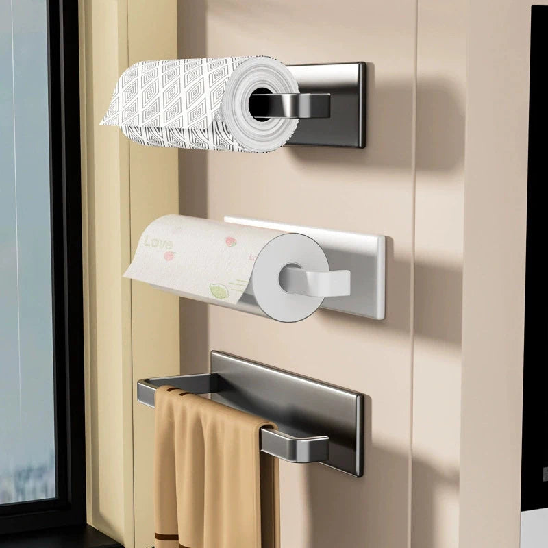 Kitchen Paper Holder, Wall-mounted Refrigerator Magnetic Paper Towel Holder, Side Cabinet For Storing Items, Non-drilling Fresh