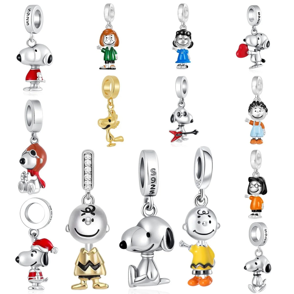Cartoon 925Silver Balloon Dog, Red House, Watermelon Dog Male and Female Pendant,Fit Bracelet DIY Jewelry for Girls and Children
