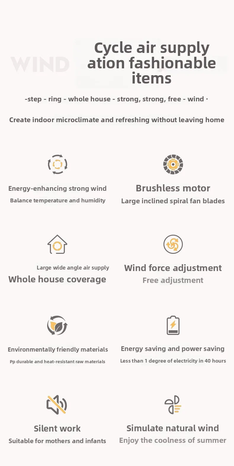1200mAh-2000mAh Air Circulation Wireless Fan Household Desktop Office Portable Desk Fan Bedroom Large Wind Ceiling Fan