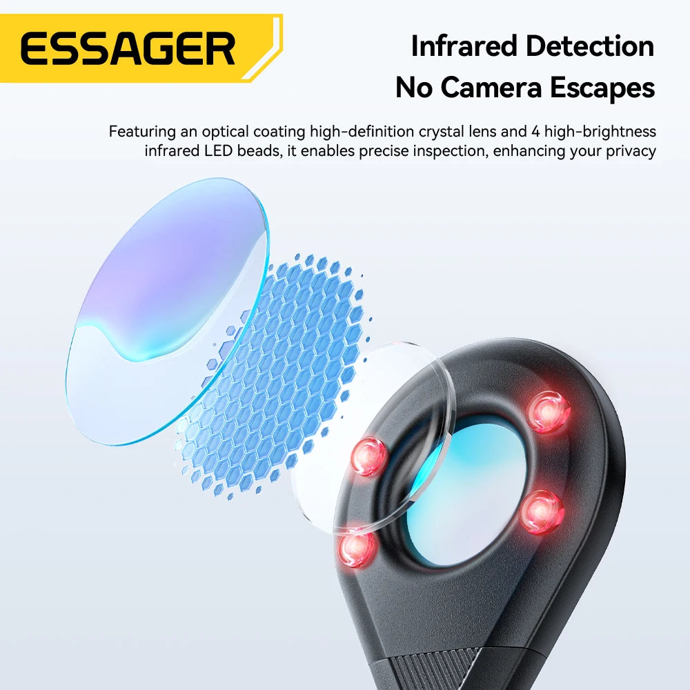 Essager Camera Infrared Detector Safe&Anti-Peeping Protection Detector Hotel Pinhole Lens Detect Security Alarm Anti Spy Candid