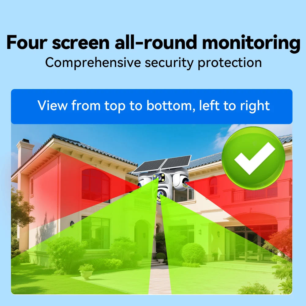 4-Screen 4G Solar Security Camera 20MP PTZ Outdoor Cam with AOV Mode 5X Zoom 12000mAh Battery Wireless CCTV Surveillance O-kam