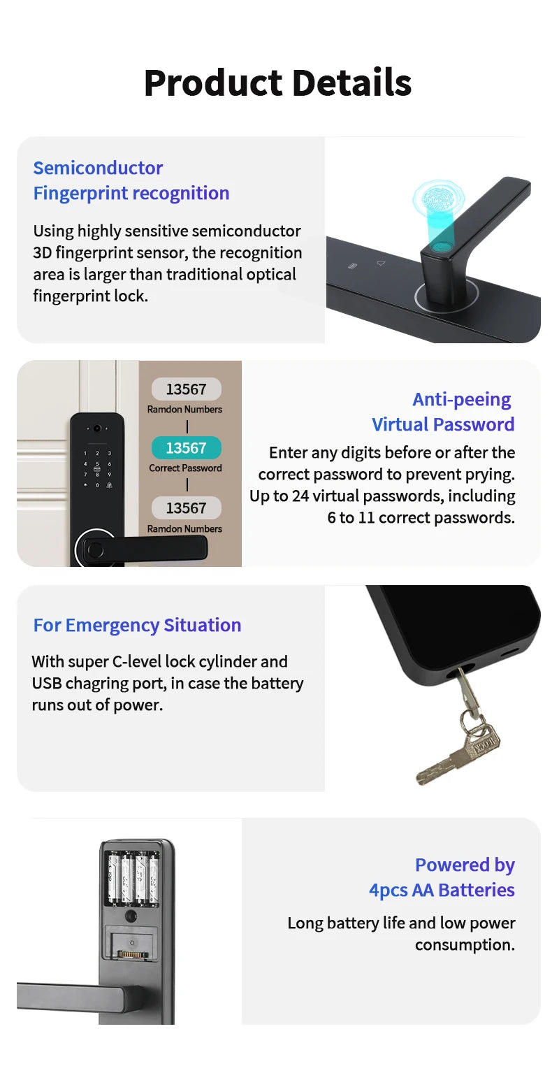 DSKDFTY Tuya wifi Smart Door Lock Digital Electronic Lock Remote APP Fingerprint Password RFID Unlock For Home house