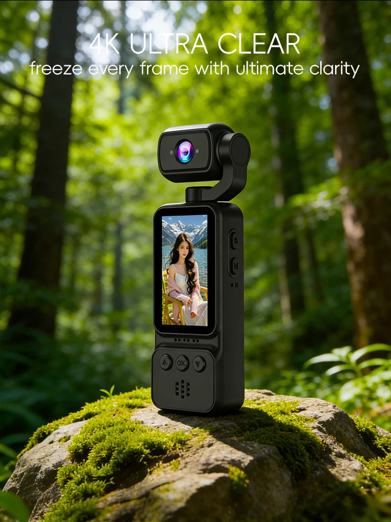 1080P HD Video Recording Camera - High Definition 180° Manual Rotation Lens Camera, Portable Rechargeable Vlog Camera