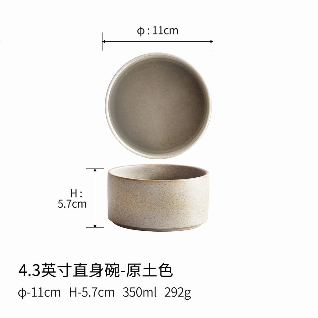 Retro Raw Earth Speckled Matte Ceramic Straight Bowl 4.3&5.5in Japanese Stoneware Rice Soup Noodle Side Dish Serving Bowl
