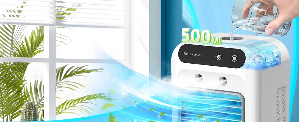 Portable Air Conditioners,3-In-1 Cooling Fan Air Conditioner with 2-Speed,Built-In 1800mah Battery,Air Cooler for Home&Outdoor