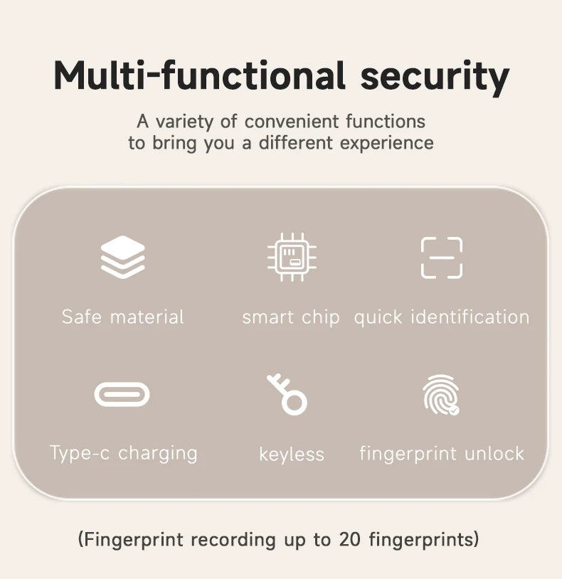 2025 NEW Keyless USB Charging Fingerprint Lock Smart Padlock Door Lock 0.2sec Unlock Portable Anti-theft Padlock