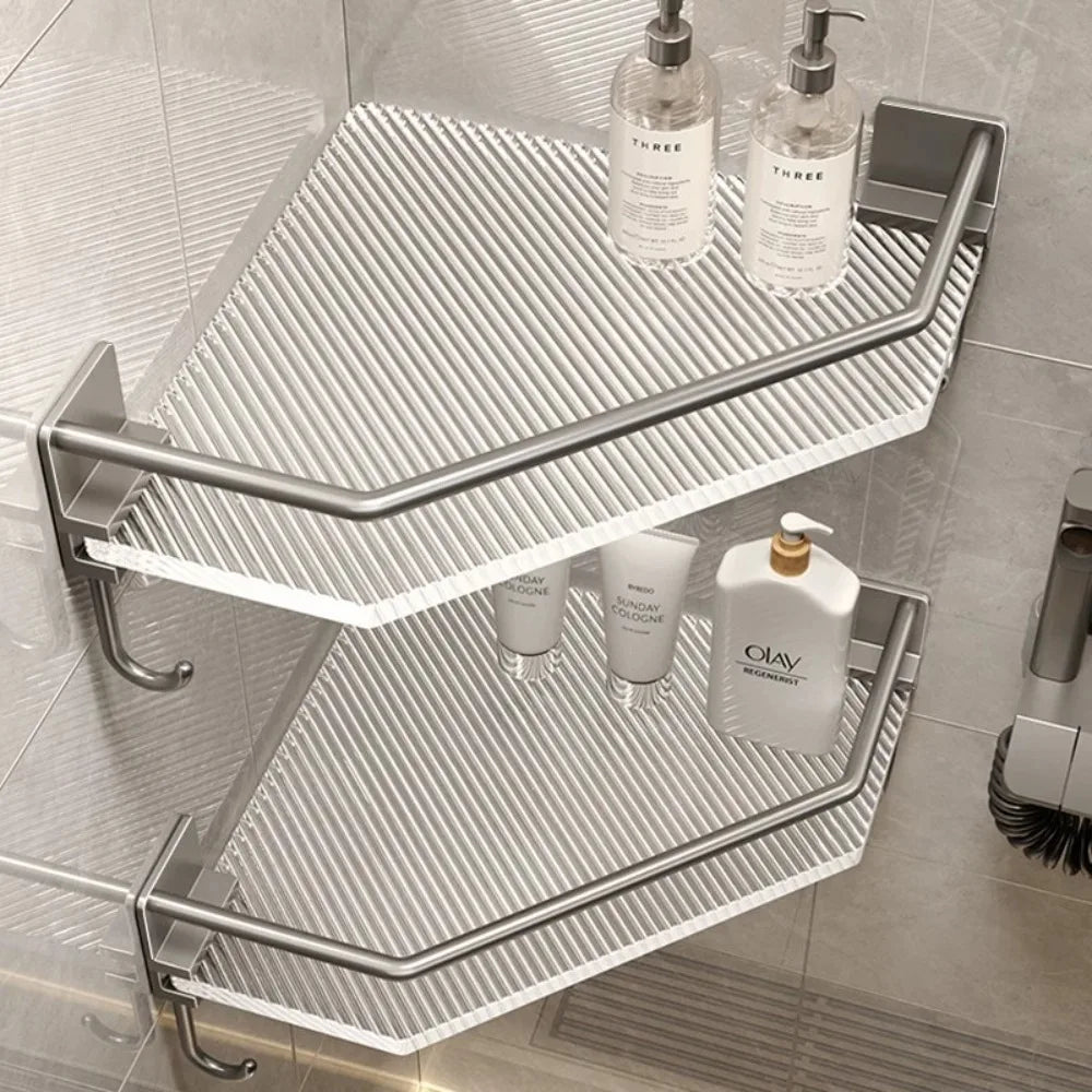 Wall Shelf No Drill Acrylic Triangle Bathroom Shelf Wall Mount Corner Storage Rack Large Capacity Organizer Bathroom Accessories