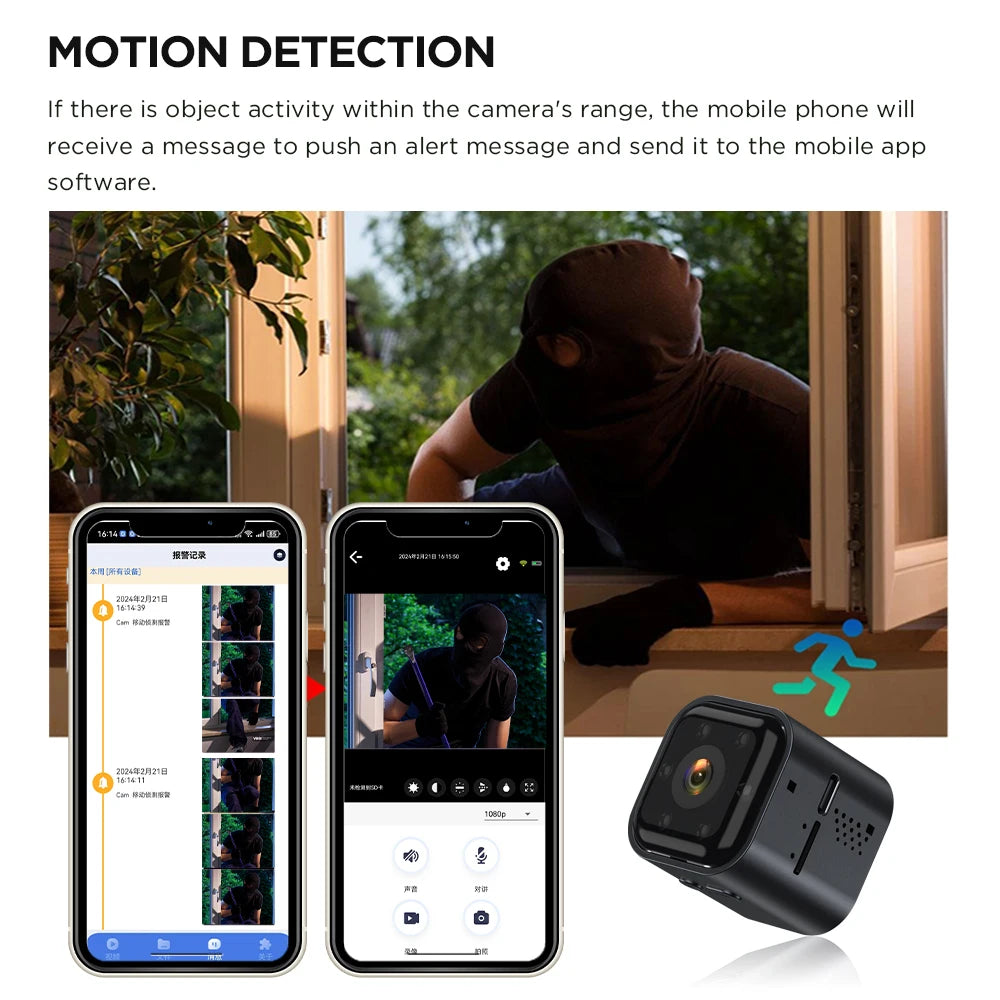 HD 1080P Camera Motion Detection Surveillance Camera Wireless Night Vision Pro Cam 960mAh for Indoor Outdoor Home Office