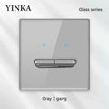 YINKA Crystal Tempered Glass Switch Panel LED Indicator 1 2 3 4 Gang/1 2 Way Self-reset Switch Button Light Switch Wall Switch