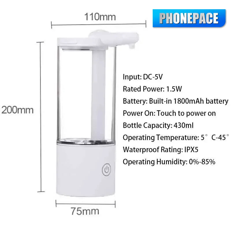 New Touchless Automatic Soap Dispenser Type-C Rechargeable 1500mAh Large Capacity Hand Washing Liquid Dispenser for Home Bathroo
