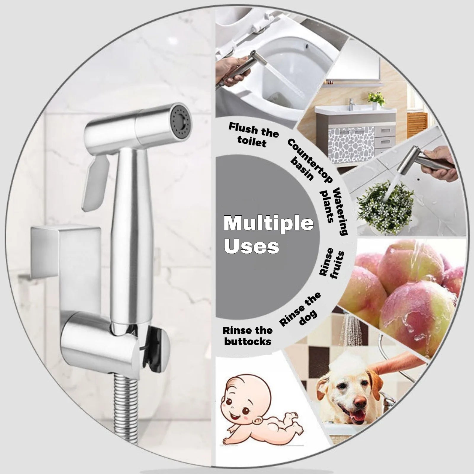 Handheld Toilet Bidet Sprayer Set Kit Stainless Steel Hand Sprayer Shower Head Self Cleaning Hand Bidet Faucet for Bathroom
