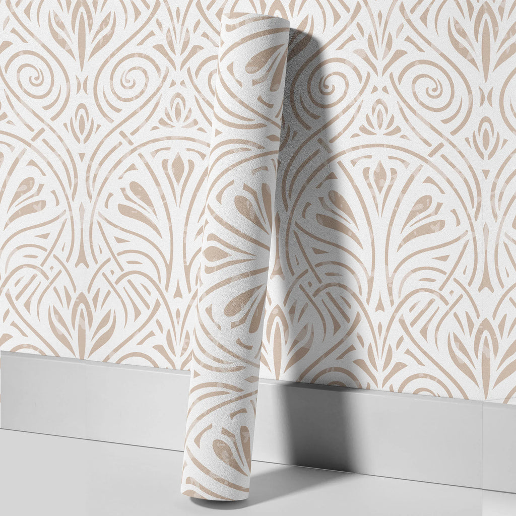 Geometric Peel and Stick Wallpaper Boho Modern Light Brown Self Adhesive Wallpaper Removable Contact Paper for Bedroom Bathroom