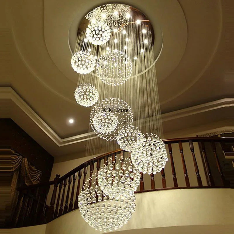 New Modern Crystal Led Chandelier Item Large Villa Salon Ceiling Lights Hotel Kitchen Staircase Living Room Decor Pendant Lamp