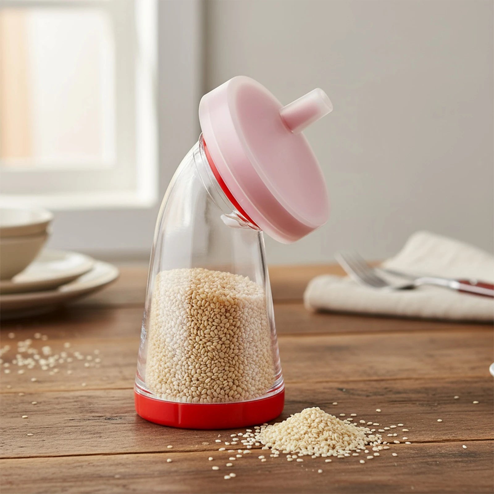 Plastic Container Sesame Seed Grinder Manual Sesame Mill Flaxseed Grinder for Rice Salads Noodles Home Kitchen Gadgets