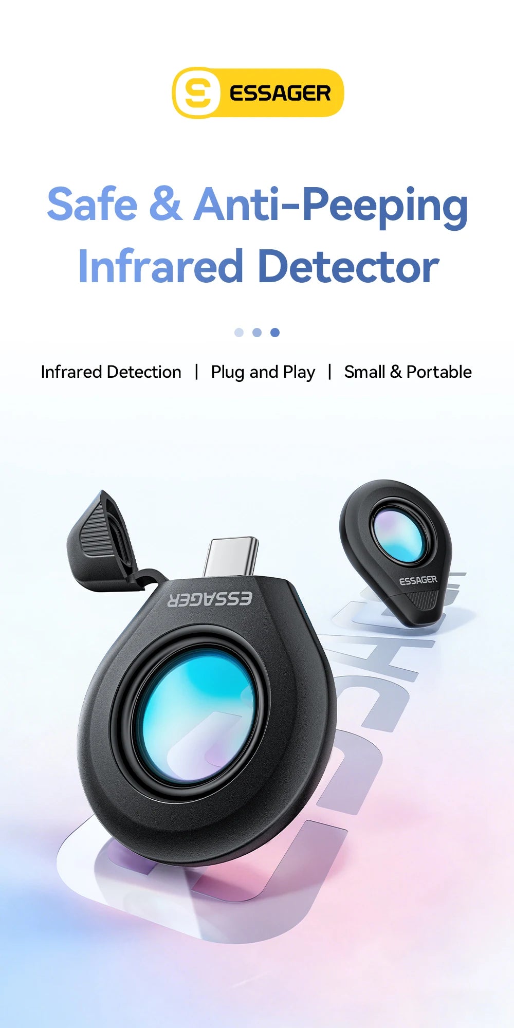Essager Camera Infrared Detector Safe&Anti-Peeping Protection Detector Hotel Pinhole Lens Detect Security Alarm Anti Spy Candid