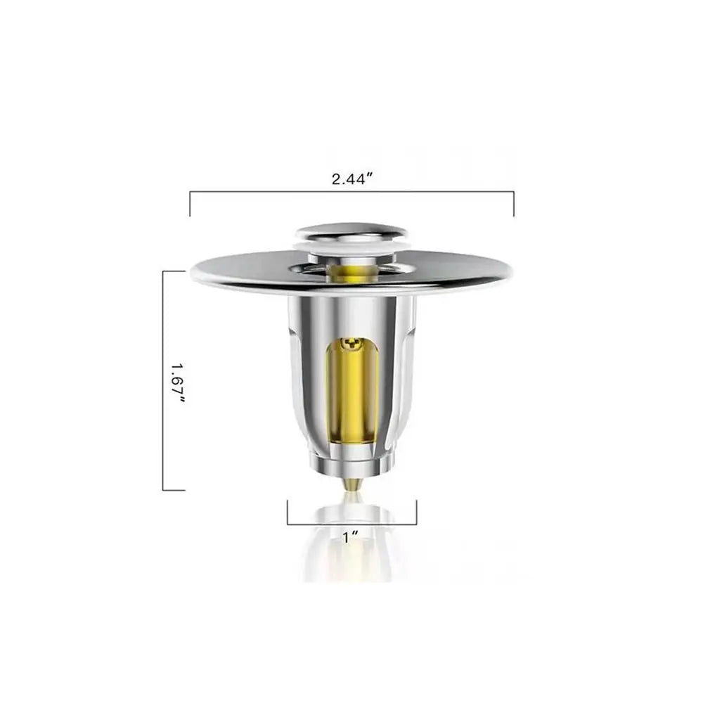 Metal Wash Basin Bounce Drain Filter with Anti-clogging Basket Portable Sink Drain Stopper Sink Pop-Up Drain Plug Hair Catcher