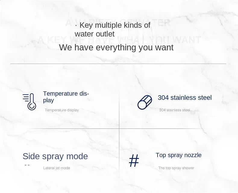 Stainless steel intelligent constant temperature wall-mounted integrated shower screen Shower temperature display shower set sho