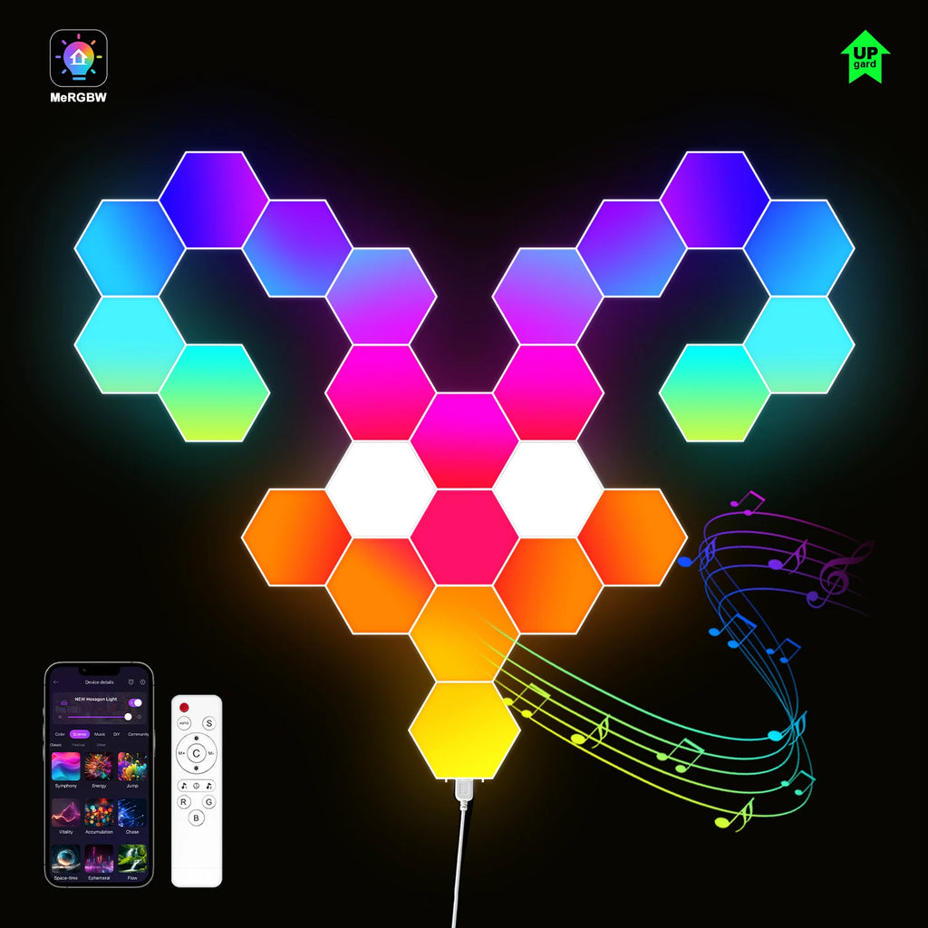 Smart LED Hexagonal Wall Lamp Quantum Panel Music Sync APP Control for Game Room Bedroom Living Room Decor Birthday Christm Gift