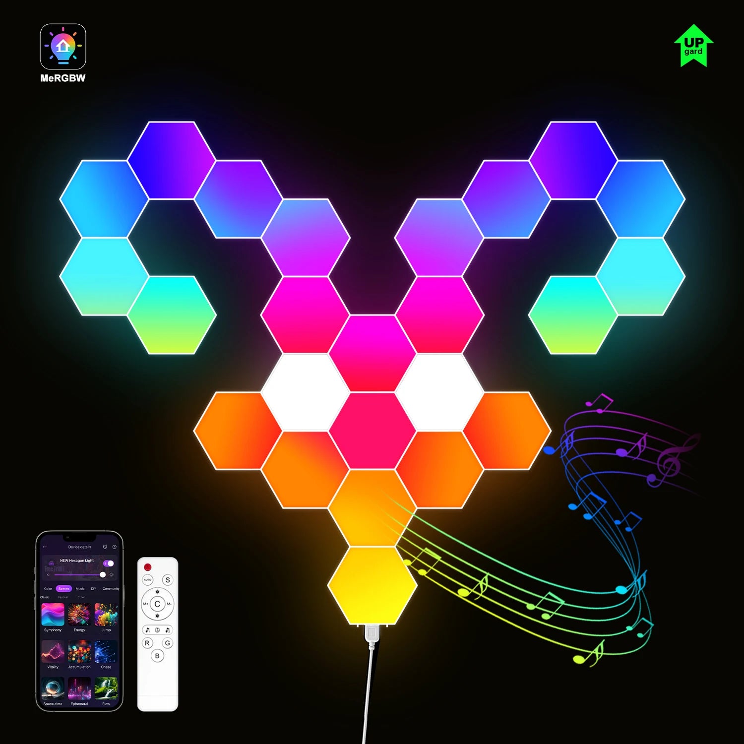 Smart LED Hexagonal Wall Lamp Quantum Panel Music Sync APP Control for Game Room Bedroom Living Room Decor Birthday Christm Gift