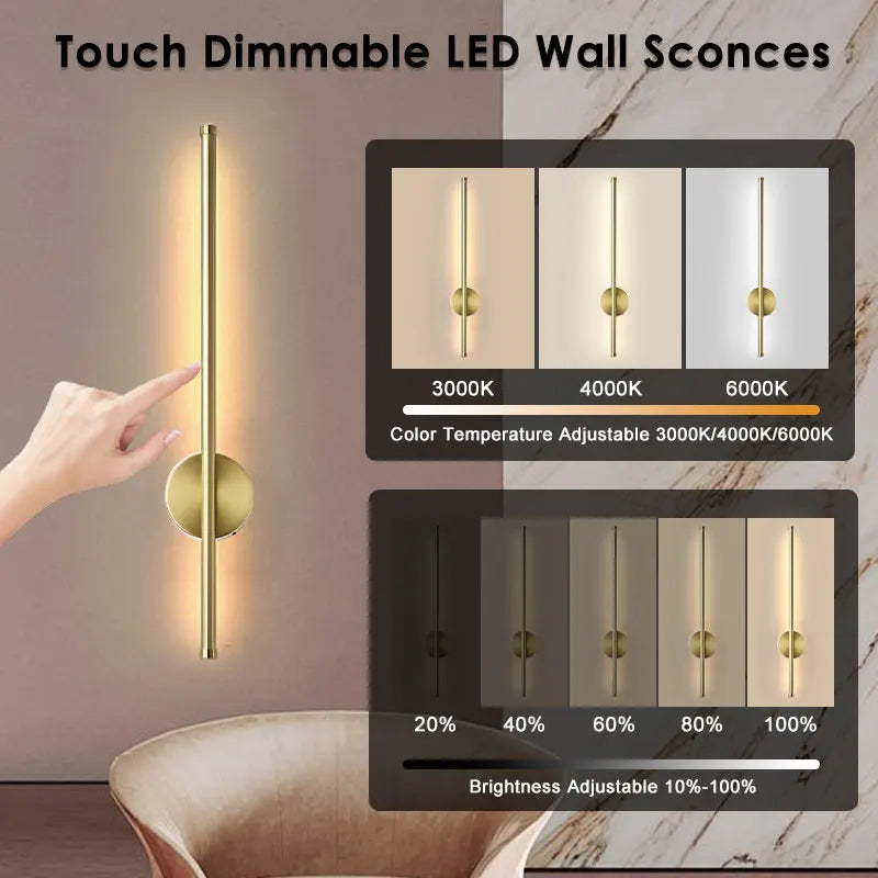 Indoor Touch Switch Dimmable LED Wall Lamps for TV Background Hardwired Long Press Dimming LED Wall Lights Wall Sconce Bedroom