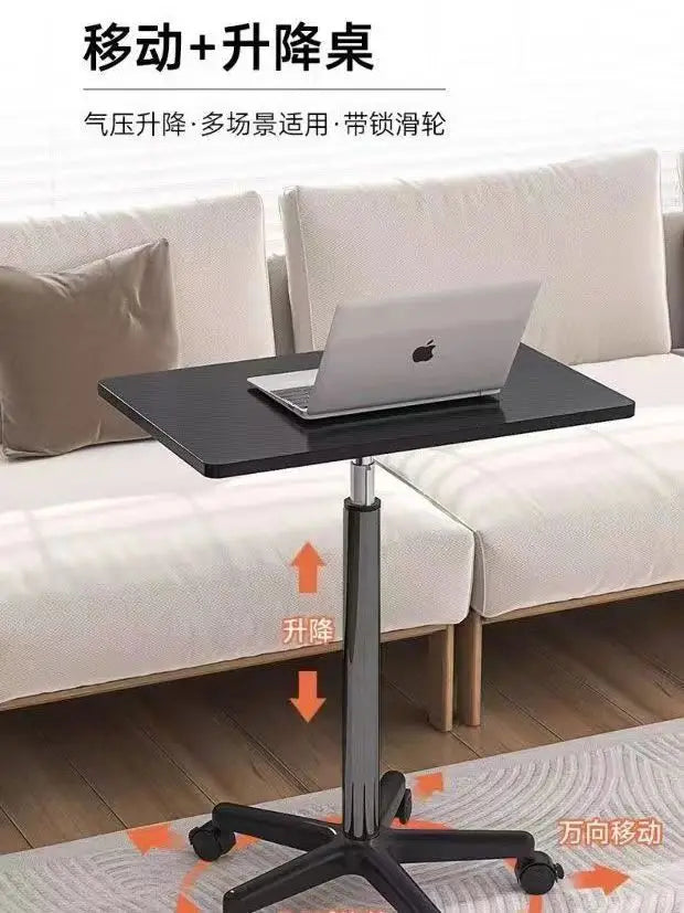 Modern Mobile Adjustable Desk, Dormitory Workstation, Small Bedside Table with Casters, Live Streaming Desk