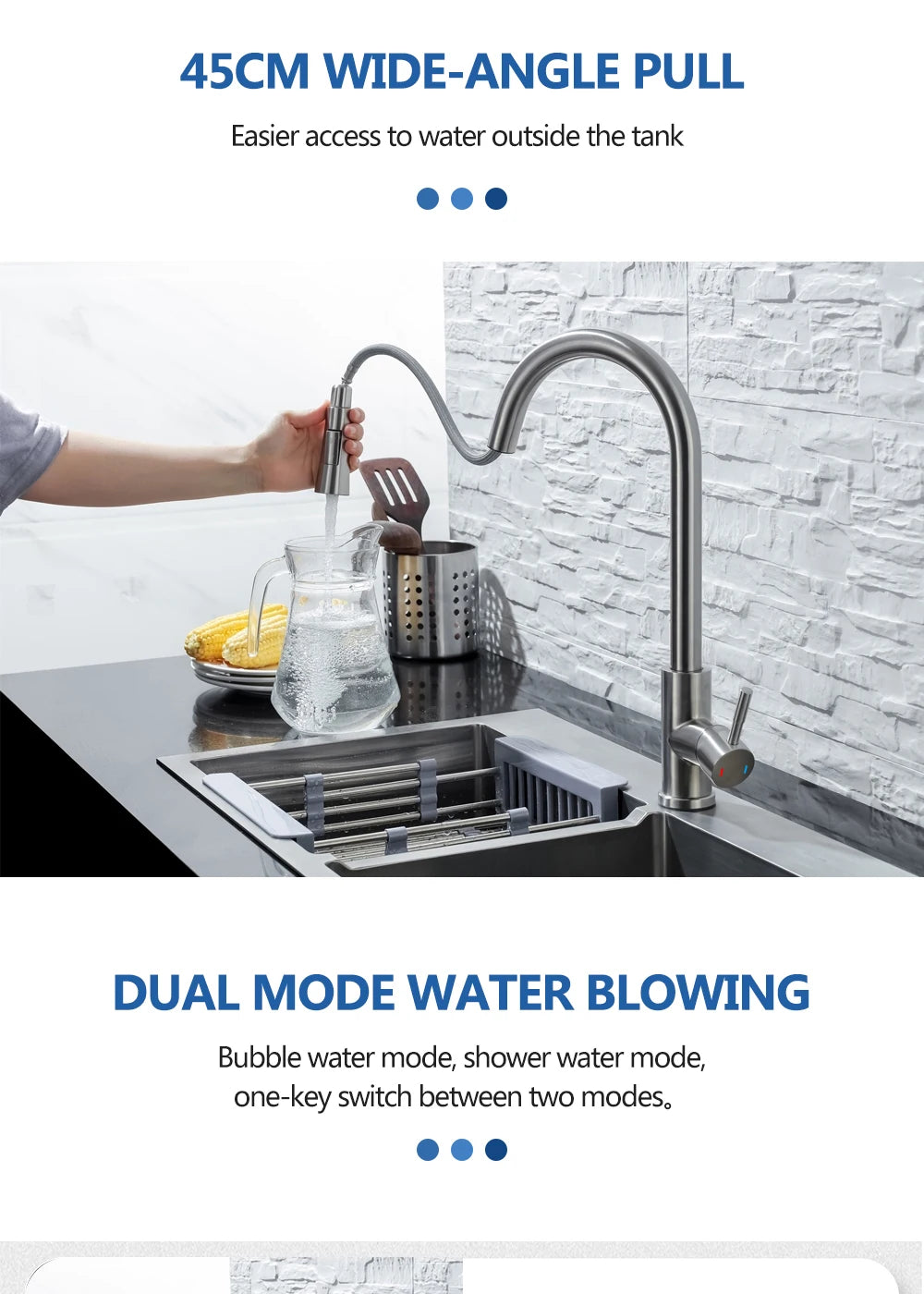 Kitchen Faucet Pull Out Brushed Nickle Stainless Steel Black Kitchen Mixed Tap Kitchen Sink Tap