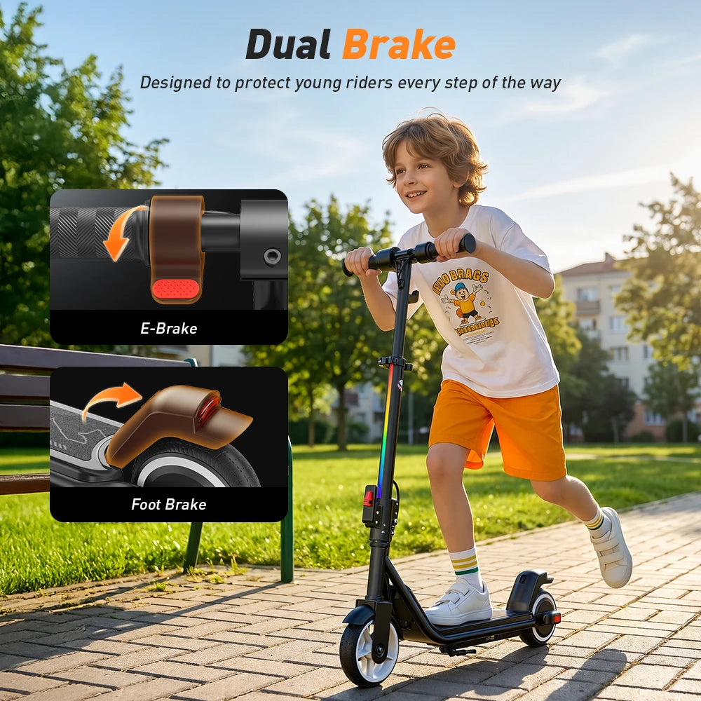 iScooter iK3Max Kids Electric Scooter 200W 4.5Ah Scooter 13KM Range Foldable Scooter Solid Tire Bluetooth Connection Kid Scooter
