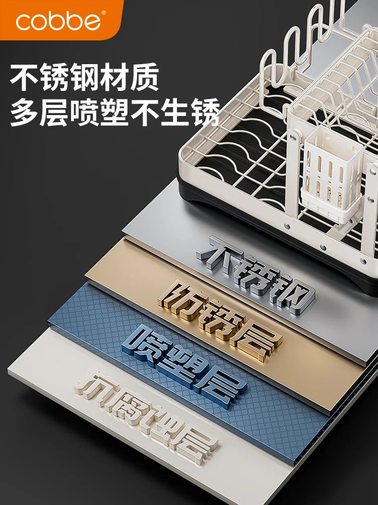 Kitchen Dish Draining Rack, Home Bowl and Plate Organizer, Countertop Storage Shelf, Multifunctional Dishware Organizer