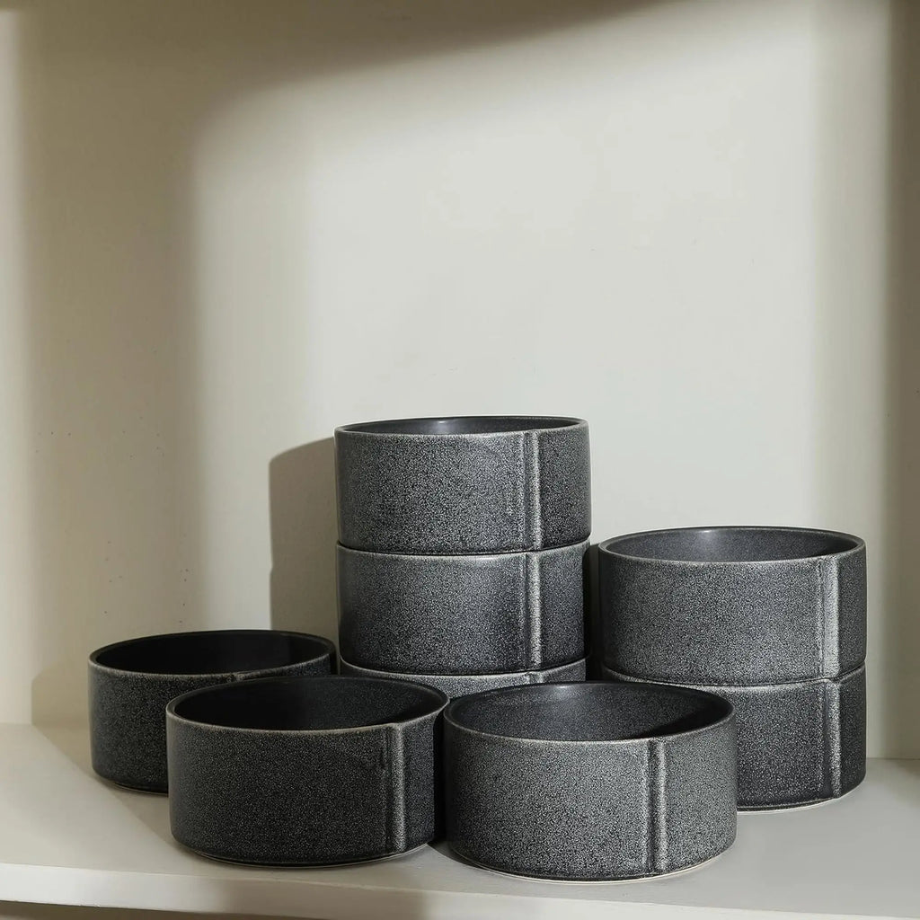 8-Piece Bowl Set Stoneware,Charcoal