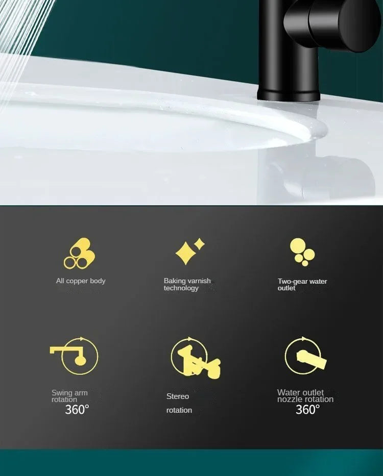 Hot Cold Water Basin Faucet Multifunction Booster Universal Rotating Wash Basin Tap for Bathroom Kitchen Household Mixer Faucet