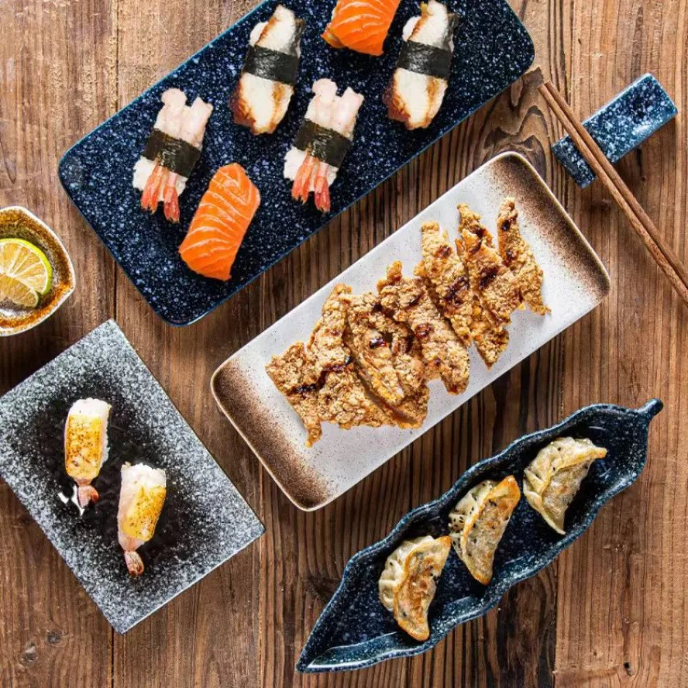 Kitchen Accessories Ceramic Japanese Style Sushi Plate Exquisite Fashionable Dinner Plates Elegant Rectangle Flat Plates Home