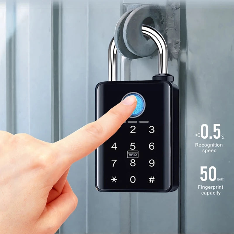 7/10mm Waterproof Tuya Padlock Fingerprint IC Card Password Electronic Lock Heavy duty Padlock for home Warehouse garage