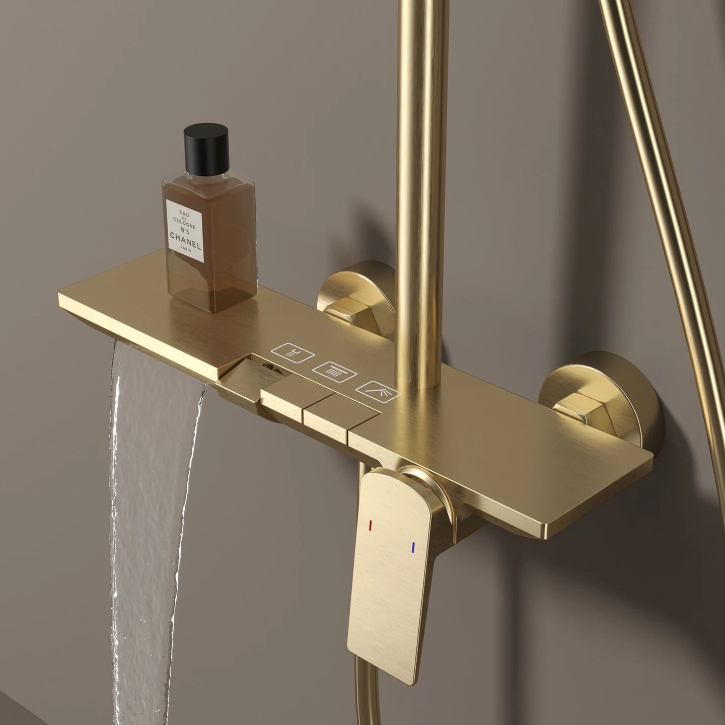 Rose Gold Piano Bathroom Shower System Solid Brass Bathroom Faucet Accessories Rain Shower Head Hot Cold Piano Shower Set