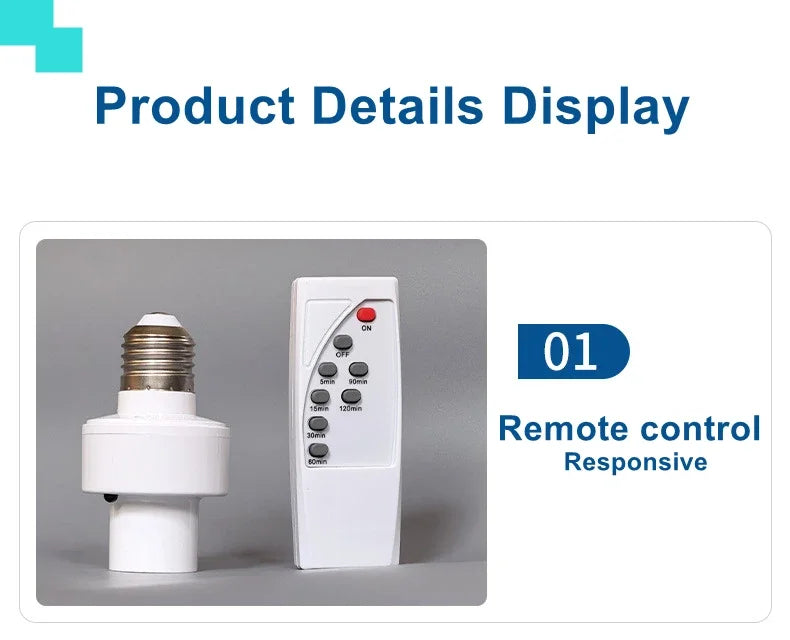 E27 Smart Lamp Holder Infrared Wireless Remote Control Timer Switch AC85-265V 220V 110V House Switch Baby Room Bedroom Switch