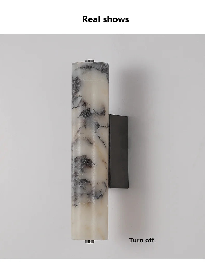 Italian Wall Lamp Natural Marble Bedroom Bedside  Black Modern  Luxury Stone Wall Light Living Room Hallway Decor Wall Sconce