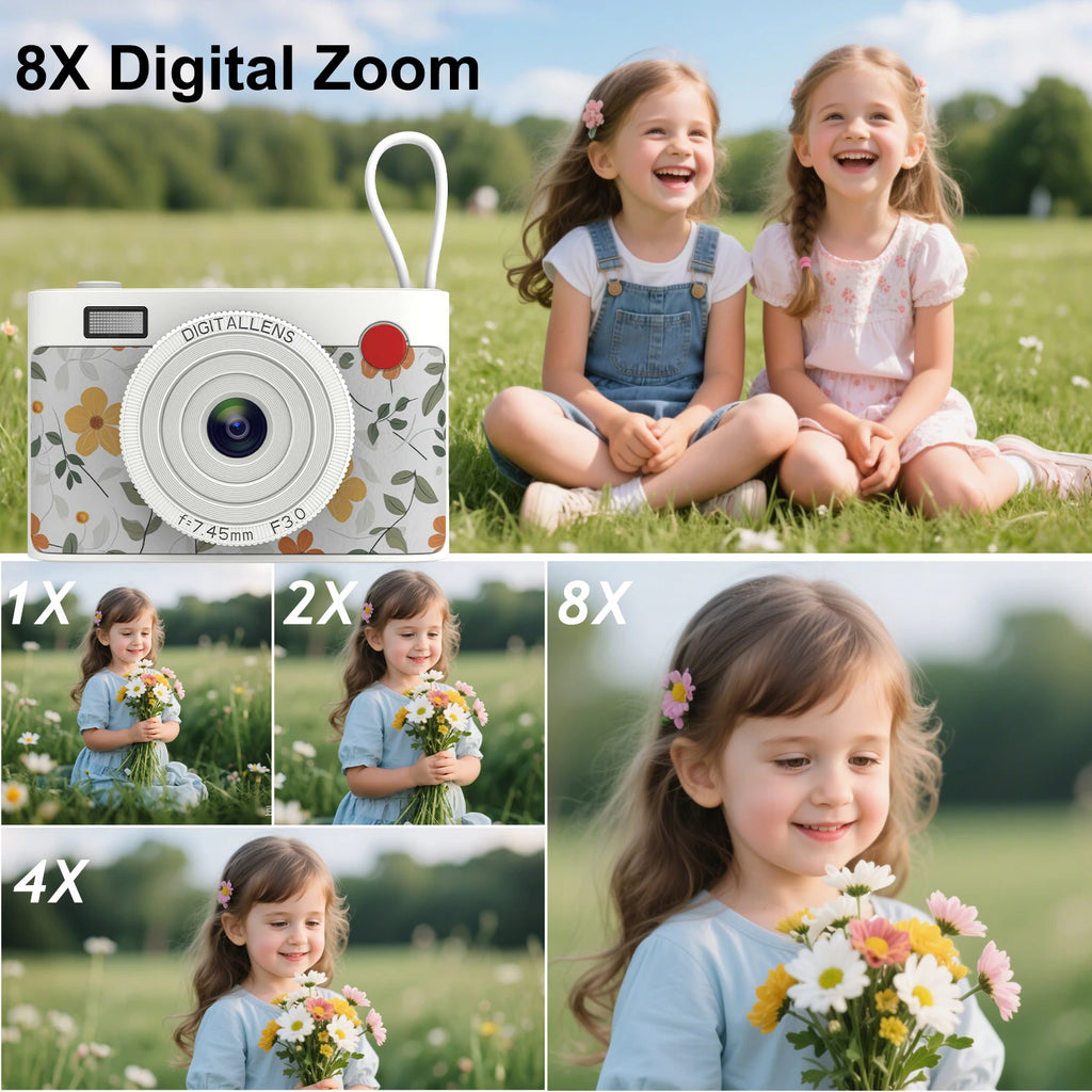 Kids HD Digital Camera 1080P  Compact Camera with 2.4 Inch Screen Built-in Battery Rechargeable Camera for School Gift