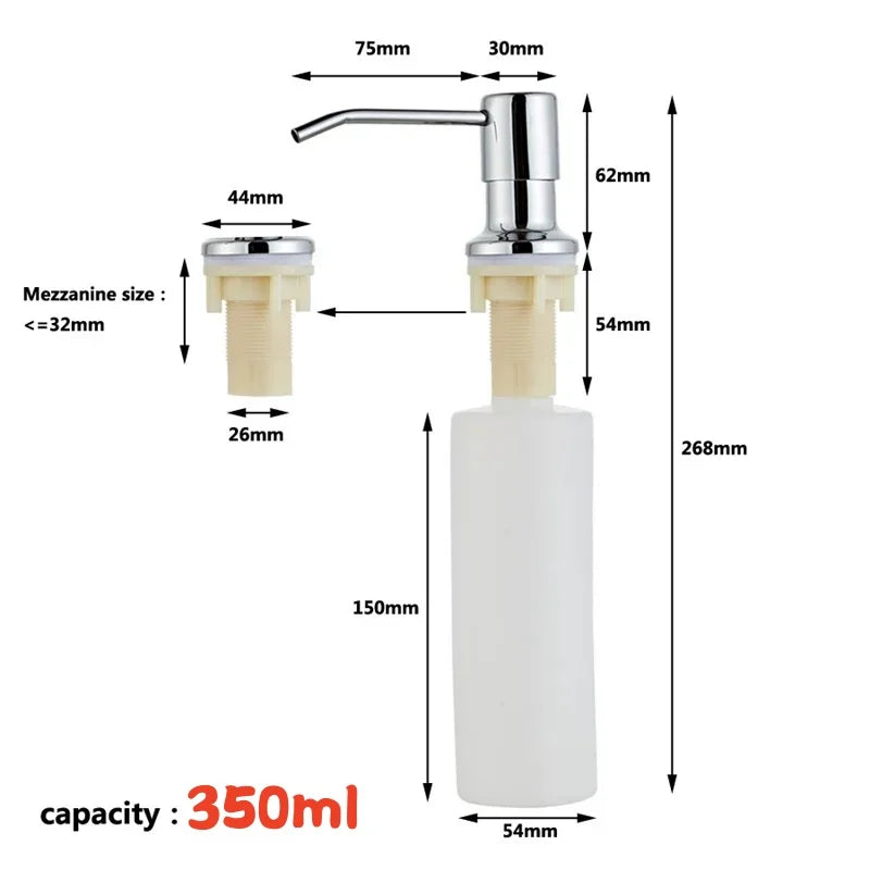 350ml Stainless Steel Sink Soap Dispenser Liquid Soap Bottle Manually Pressing Soap Lotion Dispenser Kitchen Accessories Funnel