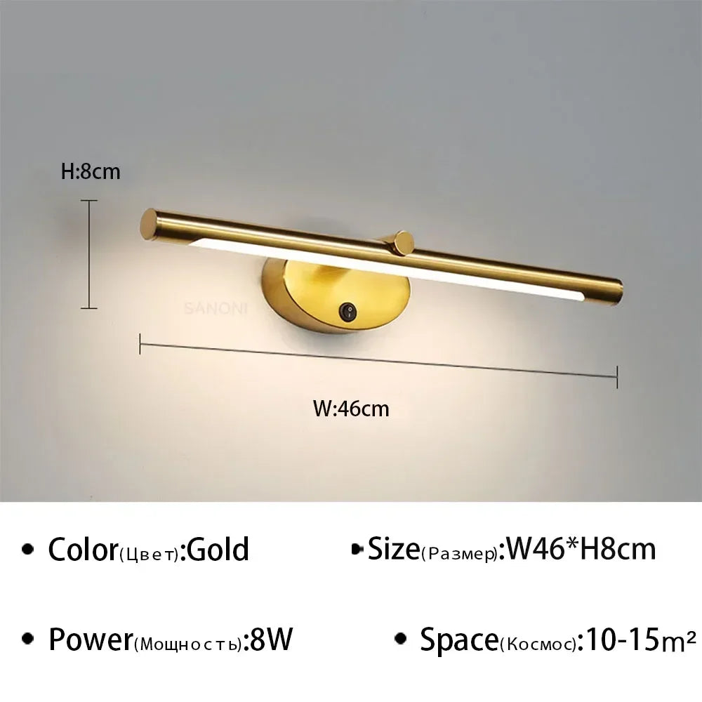 Modern LED Indoor Wall Lamp Bathroom Mirror Light Minimalism Wall Sconce with Touch Switch Bedroom Bathroom Bath Lighting Lamps