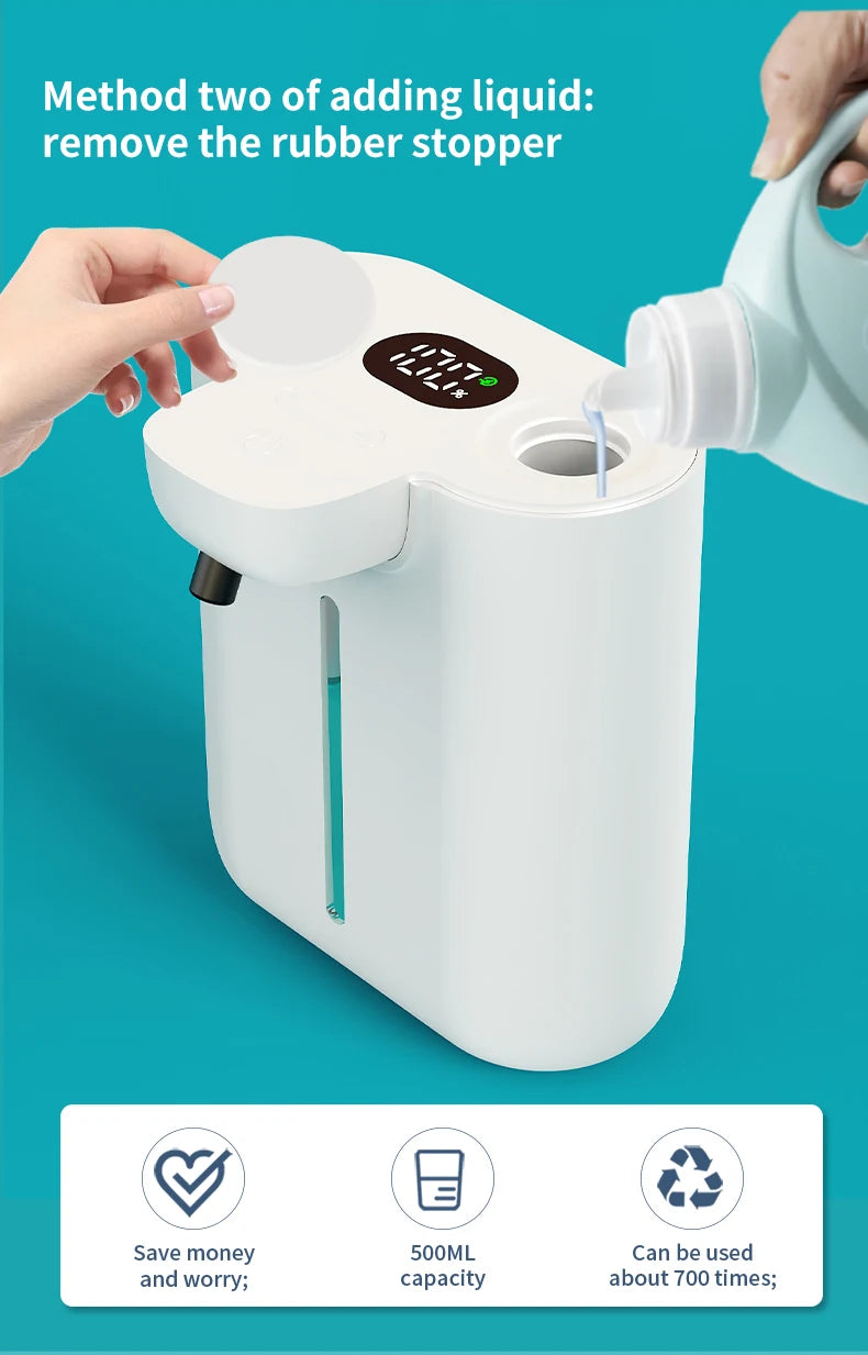 500ML Large Capacity HD Display 9-Gears Adjustable Foam/Liquid Control Automatic Sensor Soap Dispenser Portable Hand Wash Bottle