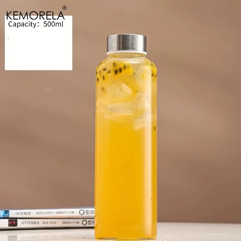 Glass Sports Water Bottle with Lid Leak-Proof And Heat-Resistant 500/750/1000ML for Travel And Storing Such As Juices, Smoothies
