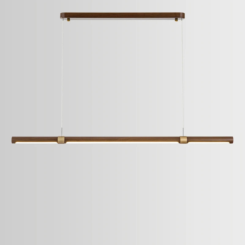Modern LED Pendant Light ong strip restaurant chandelier dining room lamp minimalist office Lustre Walnut Home decor Lighting