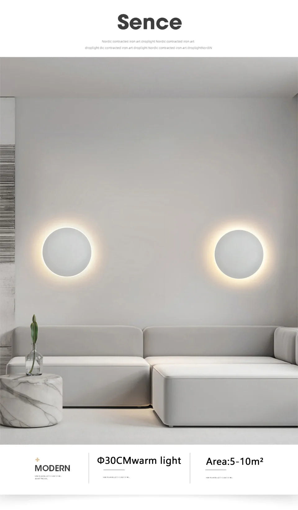 Round wall lamp/modern minimalist style bedroom bedside table staircase porch LED light source human body touch sensor