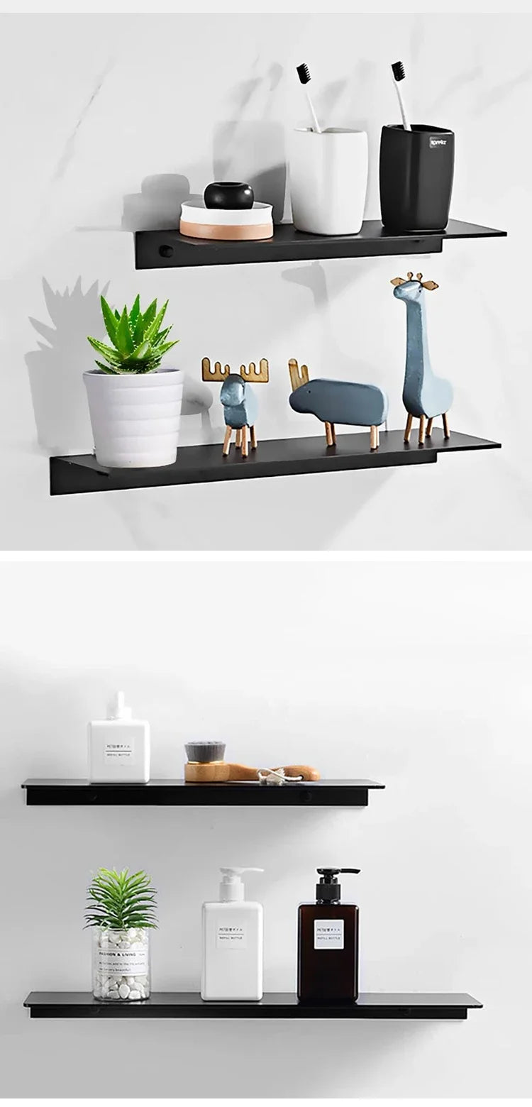 Floating Bathroom Shelves Without Drilling Storage Wall Rack Home Organizer Ledge Hardwares Cabinet Kitchen Toilet Accessories