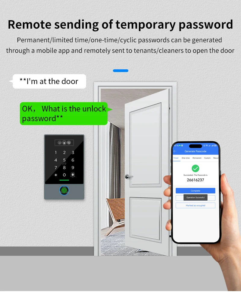 TTLOCK Smart Visual Intercom IP68 Waterproof IC Card Fingerprint WiFi Face Recognition Access Control Machine Home Security