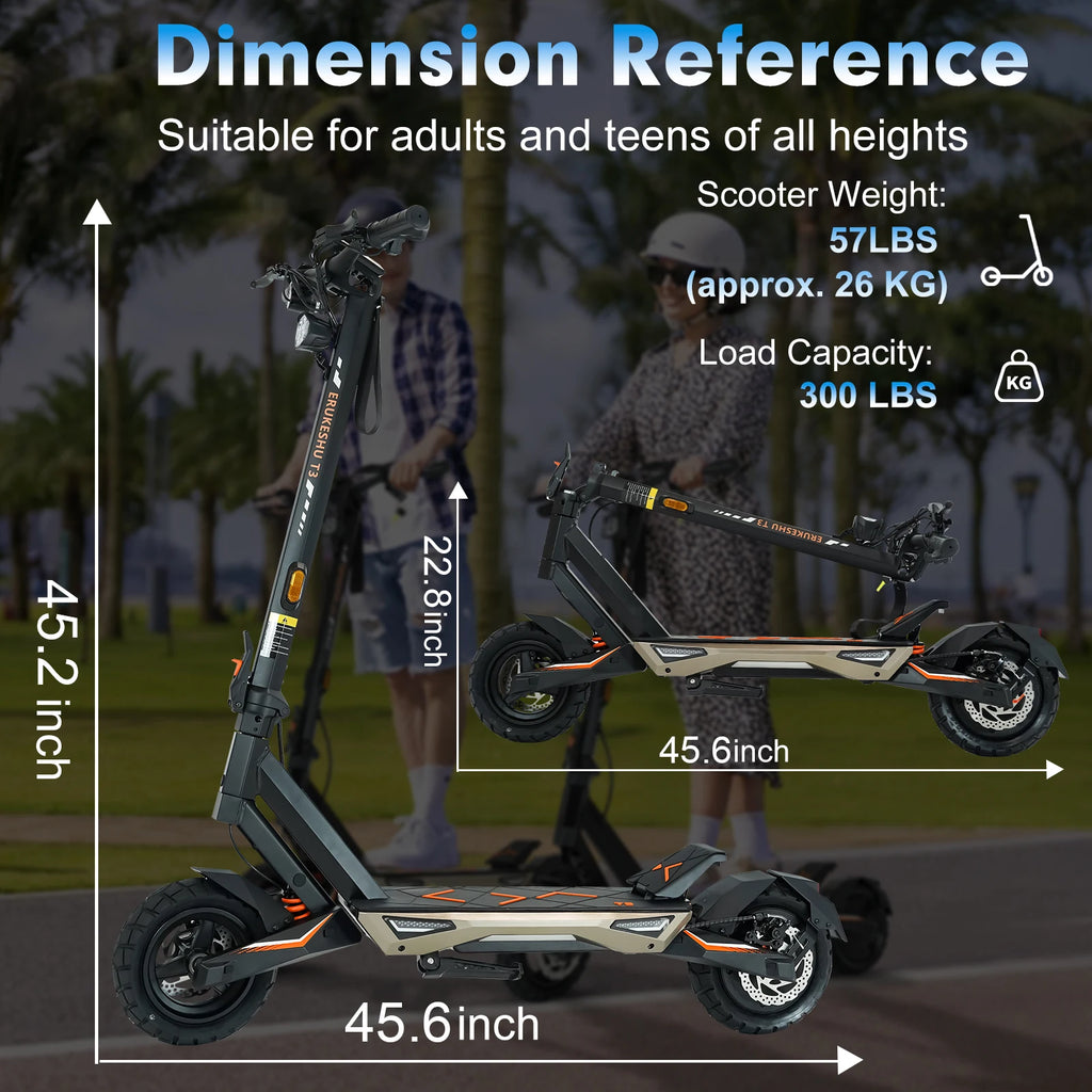 Electric Scooter 1500W Motor for Adults, 48V Battery, 40mph Max Speed, Up to 45 Miles Range, 10 Inch Tires