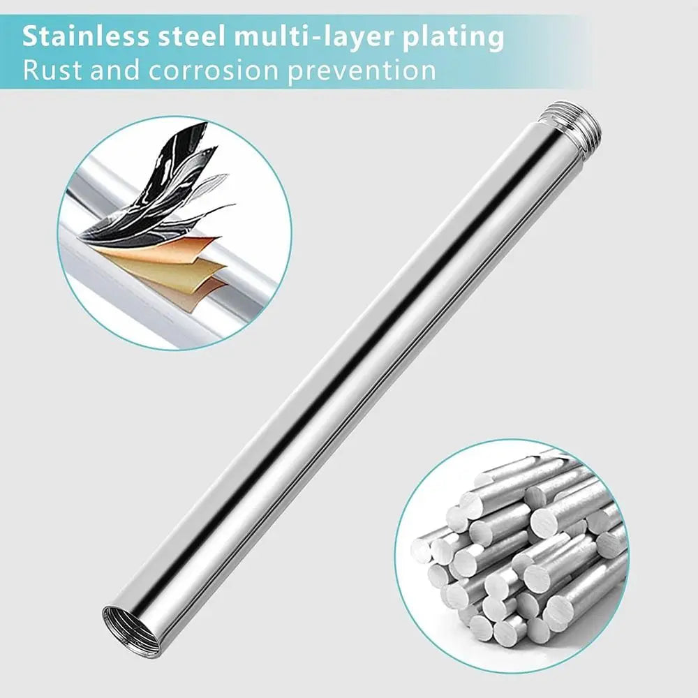 New Stainless Steel Shower Extension Rod Round 30cm Extension Tube Shower Extender Shower Head Rod Bathroom Accessories