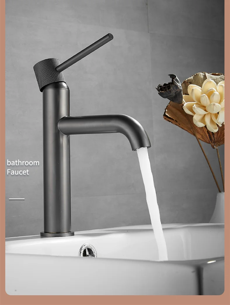 Basin Faucet Bathroom Sink Mixer Hot and Cold Brush Gold Faucet Brass Matte Black Decked Single Lever Water Tap