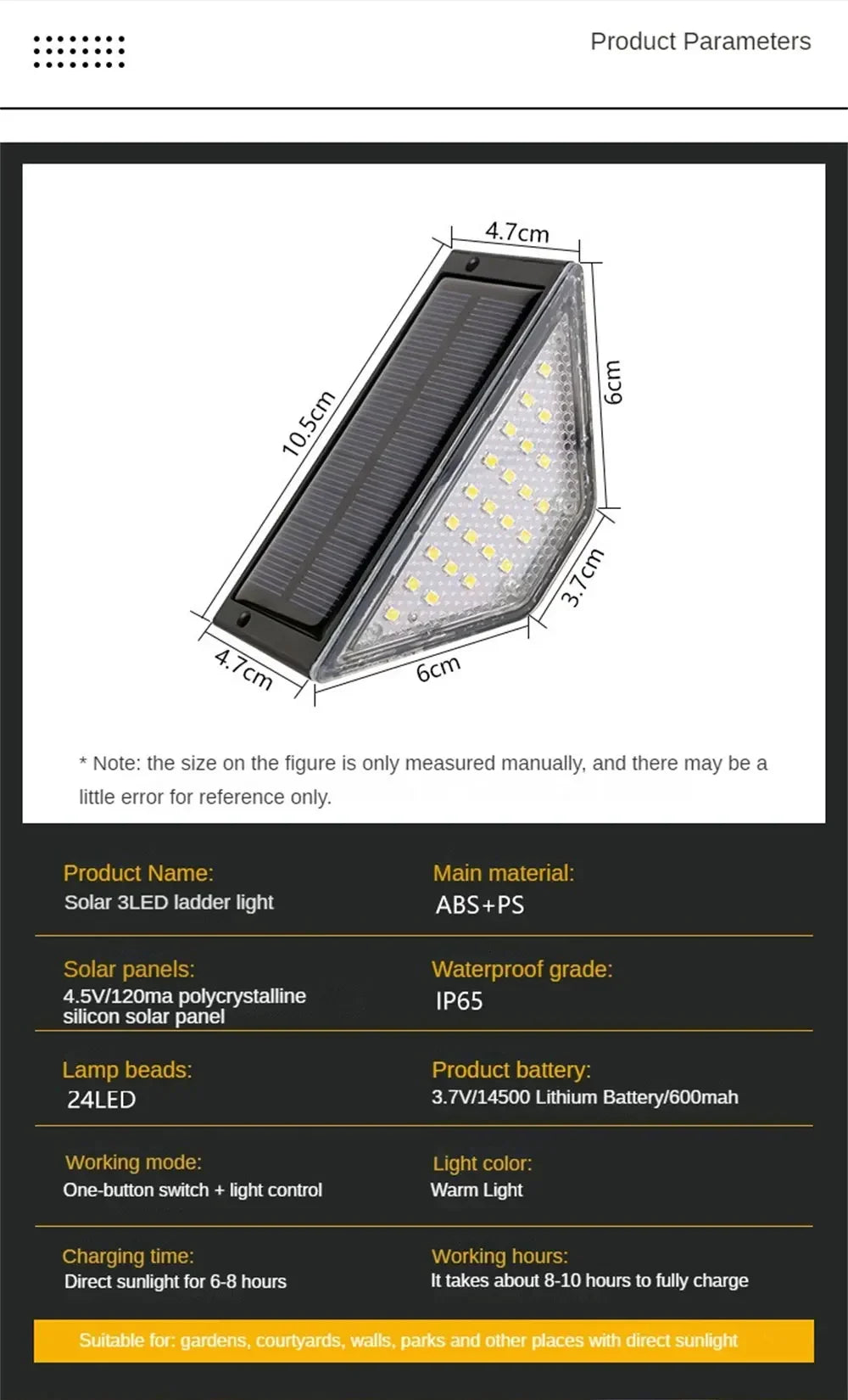 Solar Stair Lights Solar Step Light Outdoor Anti-theft Waterproof IP67 Decor for Garden Stair Deck Front Porch and Patio
